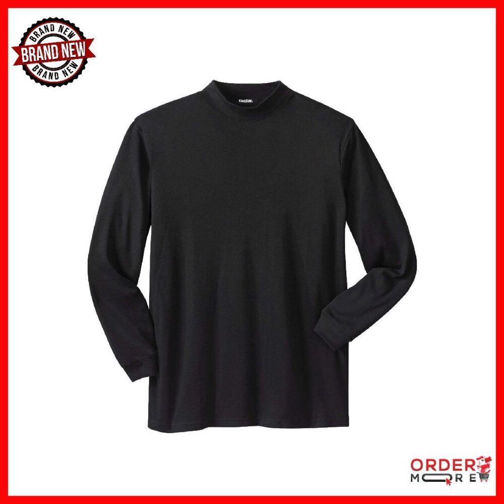Big & Tall Mock Turtleneck Long Sleeve Cotton Tee - Wardrobe Essential